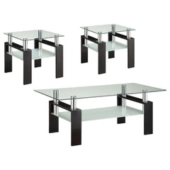 Best Furniture Outlet - Coaster - Dyer 3-piece Rectangular Coffee and End Table Set Black - 702288-S3