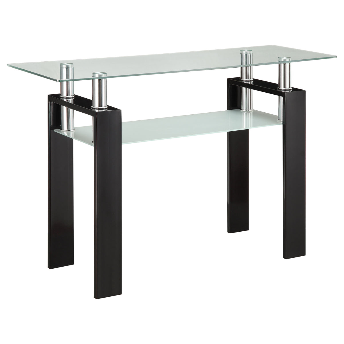 Best Furniture Outlet - Coaster - Dyer Rectangular Glass Top Entryway Sofa Console Table Black - 702289