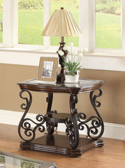 Laney 1-shelf Glass Top Rectangular End Table Deep Merlot