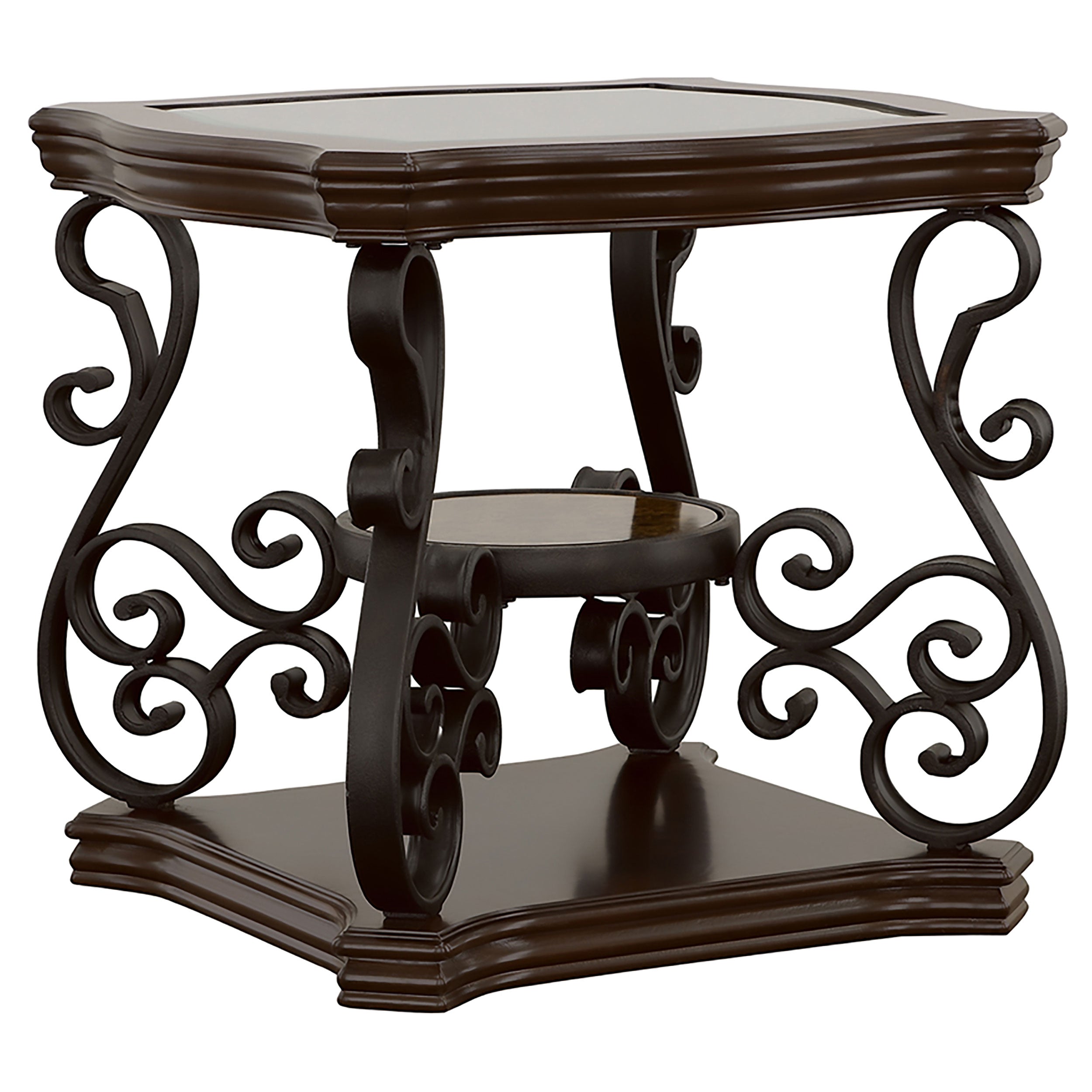 Best Furniture Outlet - Coaster - Laney 1-shelf Glass Top Rectangular End Table Deep Merlot - 702447