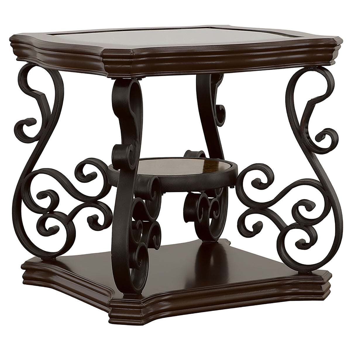Best Furniture Outlet - Coaster - Laney 1-shelf Glass Top Rectangular End Table Deep Merlot - 702447
