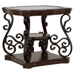 Best Furniture Outlet - Coaster - Laney 1-shelf Glass Top Rectangular End Table Deep Merlot - 702447