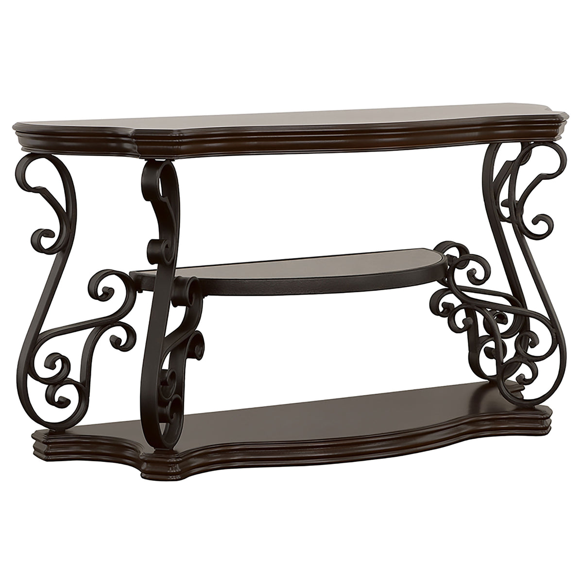Best Furniture Outlet - Coaster - Laney Scrollwork Entryway Sofa Console Table Deep Merlot - 702449
