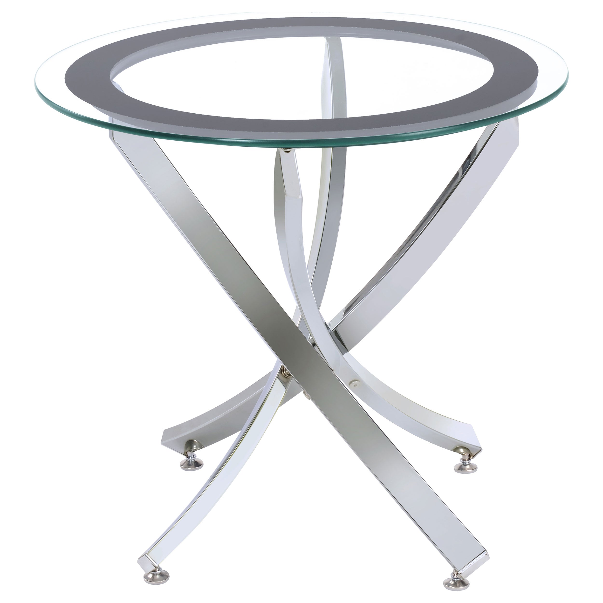 Best Furniture Outlet - Coaster - Brooke Round Glass Top Side End Table Metal Base Chrome - 702587