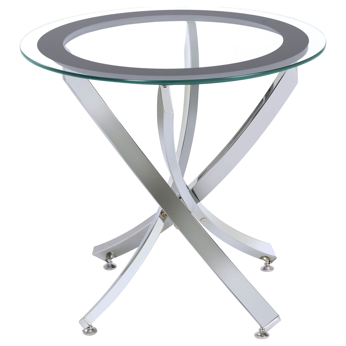 Best Furniture Outlet - Coaster - Brooke Round Glass Top Side End Table Metal Base Chrome - 702587