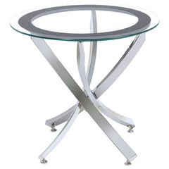 Best Furniture Outlet - Coaster - Brooke Round Glass Top Side End Table Metal Base Chrome - 702587
