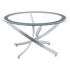 Best Furniture Outlet - Coaster - Brooke Round Glass Top Coffee Table Metal Base Chrome - 702588