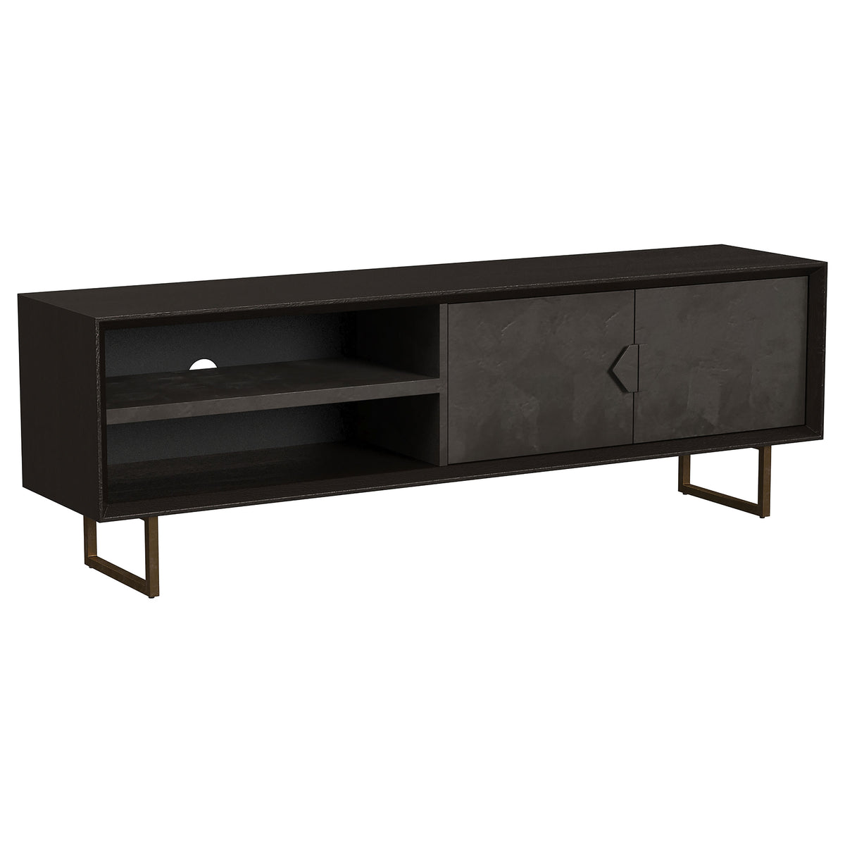 Best Furniture Outlet - Coaster - Marsden 2-door Mango Wood 70-inch TV Stand Charcoal Black - 703003