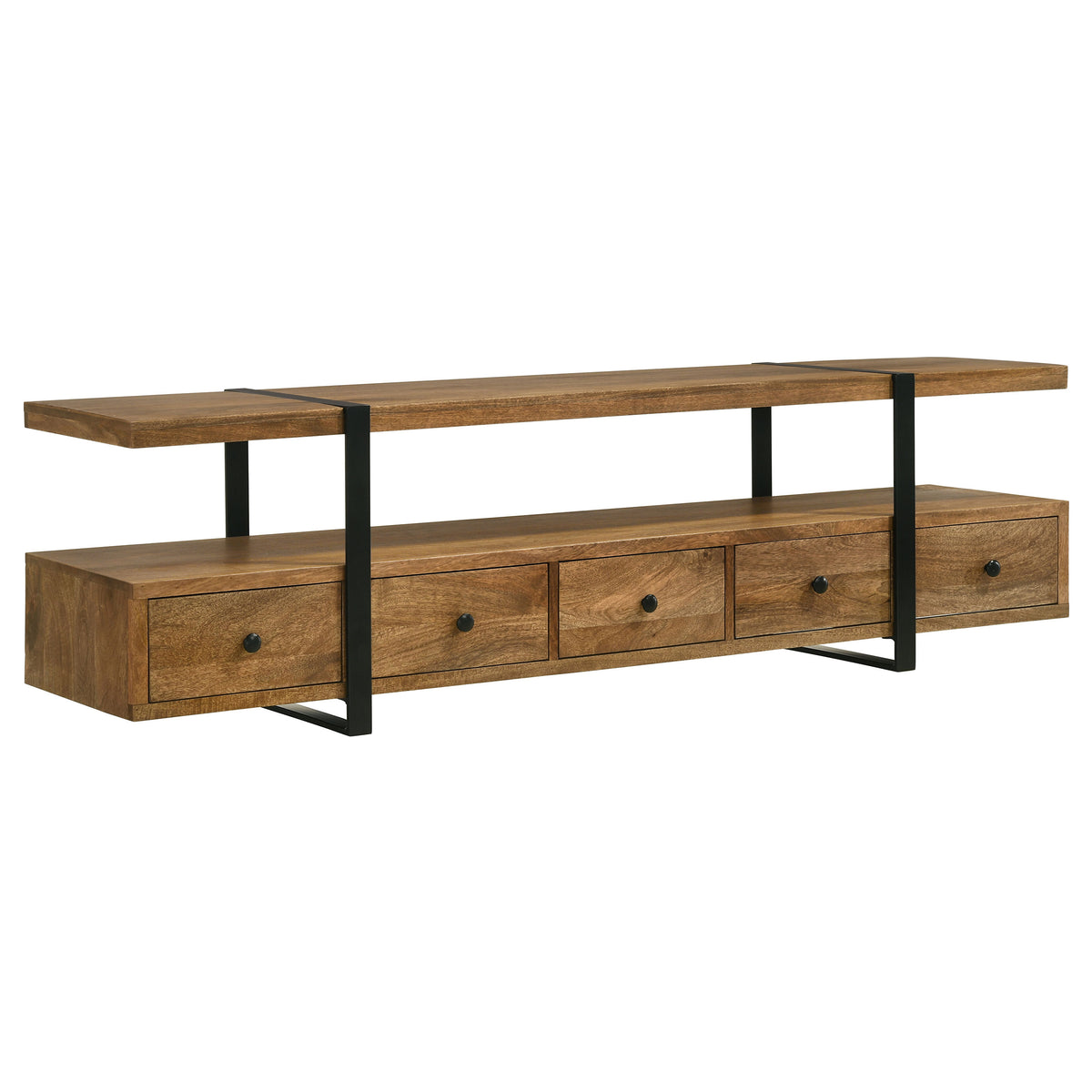 Best Furniture Outlet - Coaster - Otto 5-drawer Mango Wood 70-inch TV Stand Media Console Brown - 703243