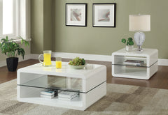 Best Furniture Outlet - Coaster - Elana 2-piece Coffee and End Table Set White High Gloss - 703268-S2