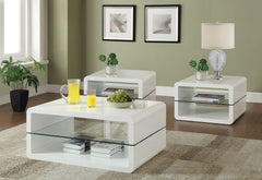 Best Furniture Outlet - Coaster - Elana 3-piece Coffee and End Table Set White High Gloss - 703268-S3