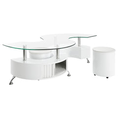 Best Furniture Outlet - Coaster - Buckley 3-piece Coffee Table and Stools Set White High Gloss - 703400