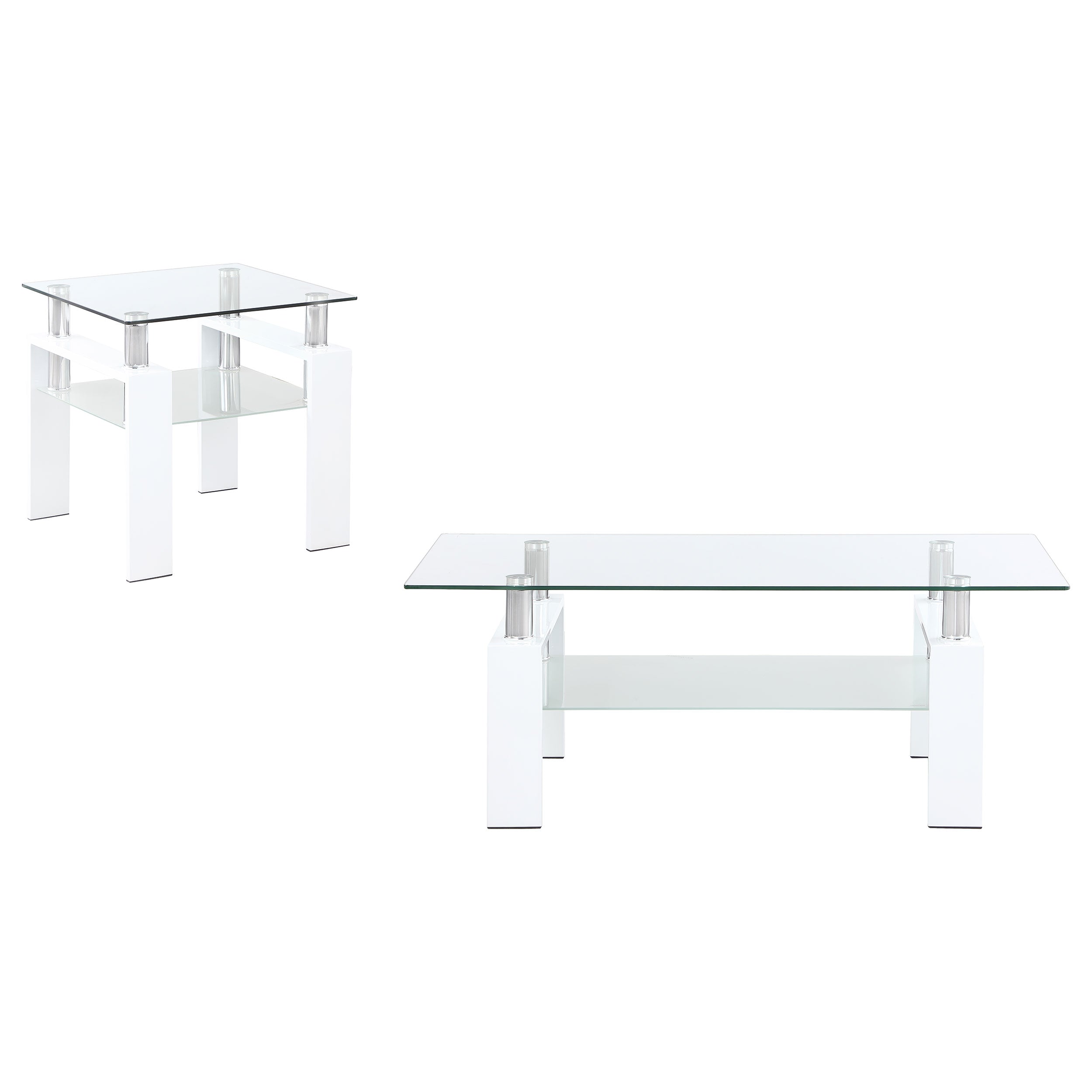 Best Furniture Outlet - Coaster - Dyer 2-piece Rectangular Coffee and End Table Set White - 703438-S2