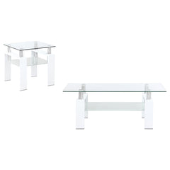 Best Furniture Outlet - Coaster - Dyer 2-piece Rectangular Coffee and End Table Set White - 703438-S2