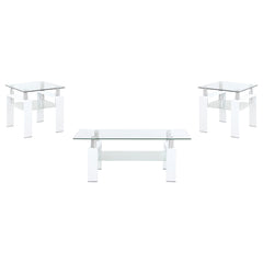 Best Furniture Outlet - Coaster - Dyer 3-piece Rectangular Coffee and End Table Set White - 703438-S3