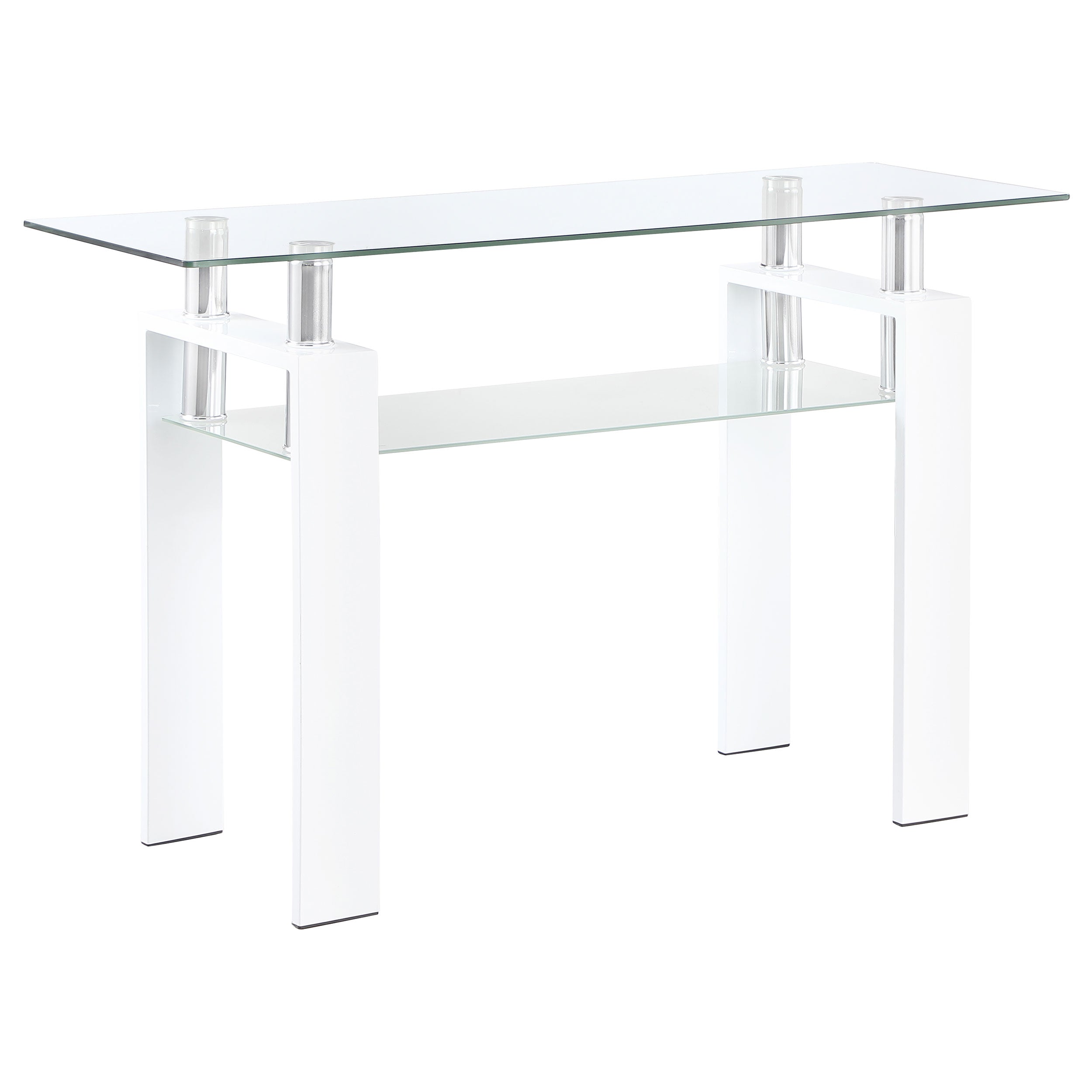 Best Furniture Outlet - Coaster - Dyer Rectangular Glass Top Entryway Sofa Console Table White - 703439
