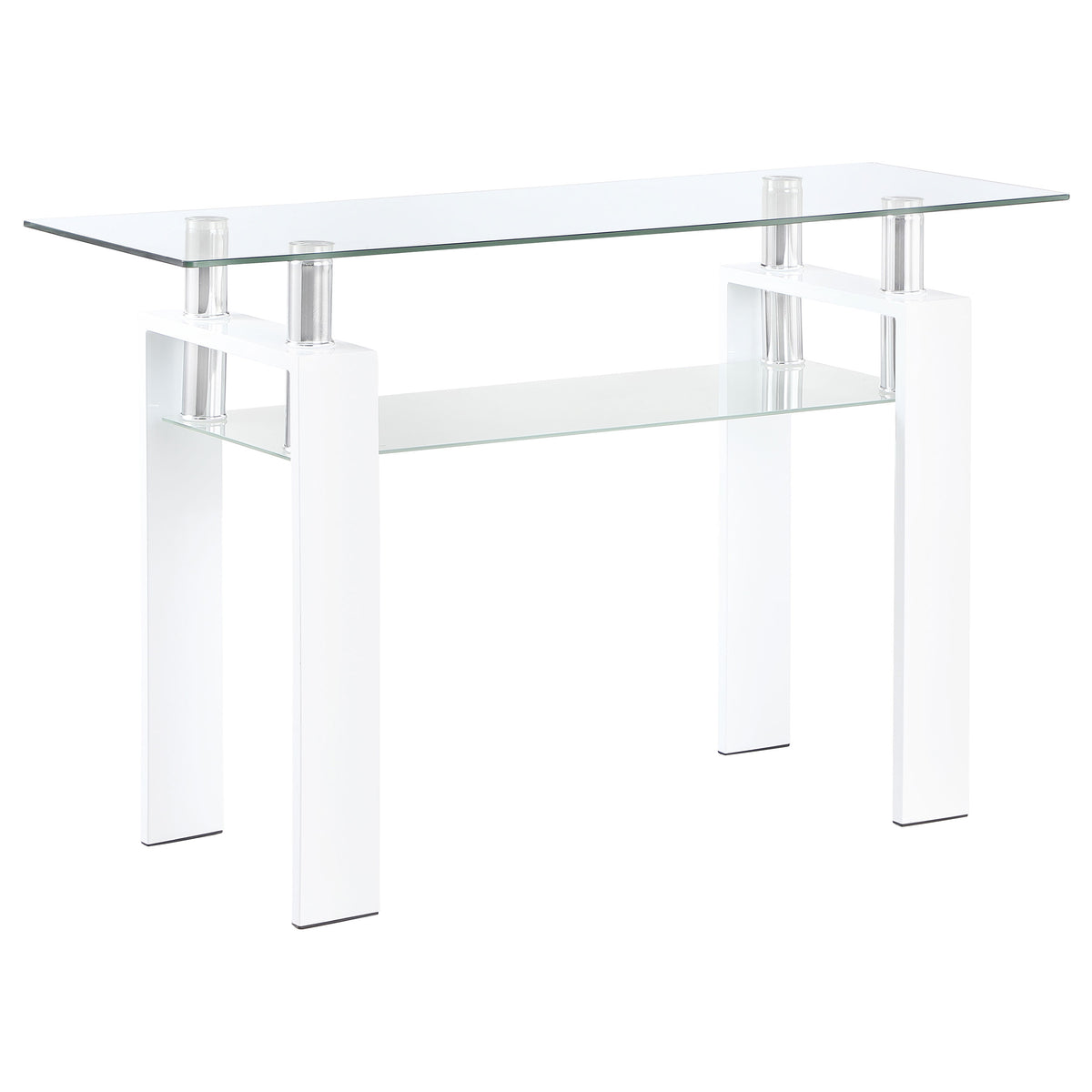 Best Furniture Outlet - Coaster - Dyer Rectangular Glass Top Entryway Sofa Console Table White - 703439