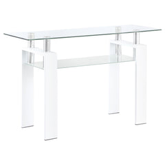 Best Furniture Outlet - Coaster - Dyer Rectangular Glass Top Entryway Sofa Console Table White - 703439