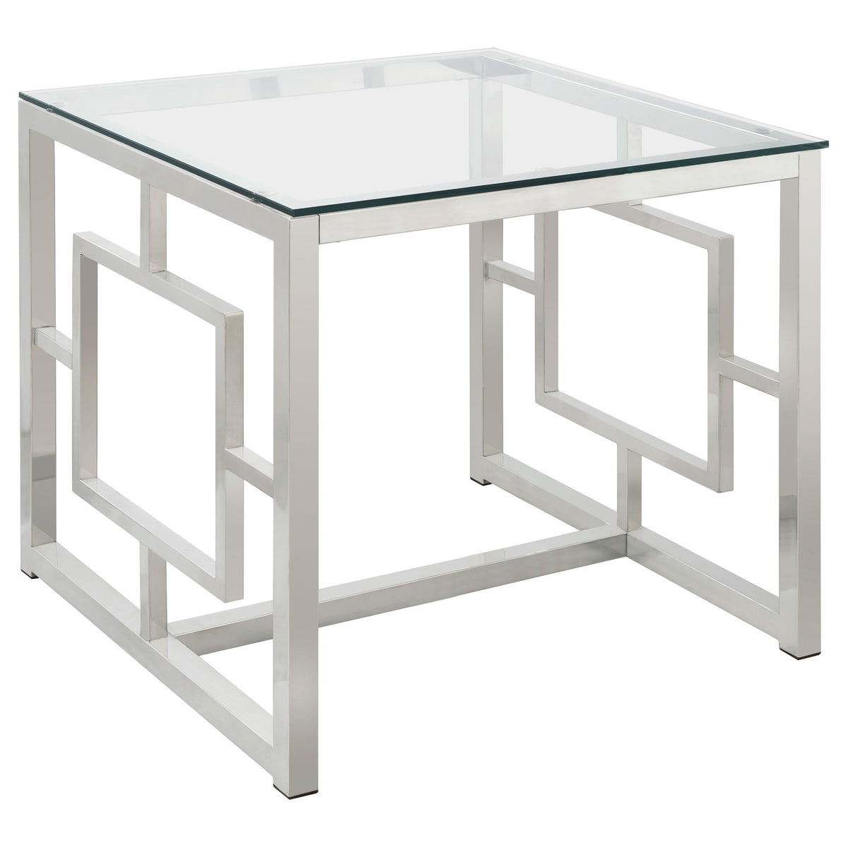 Best Furniture Outlet - Coaster - Merced Square Glass Top Side End Table Nickel - 703737
