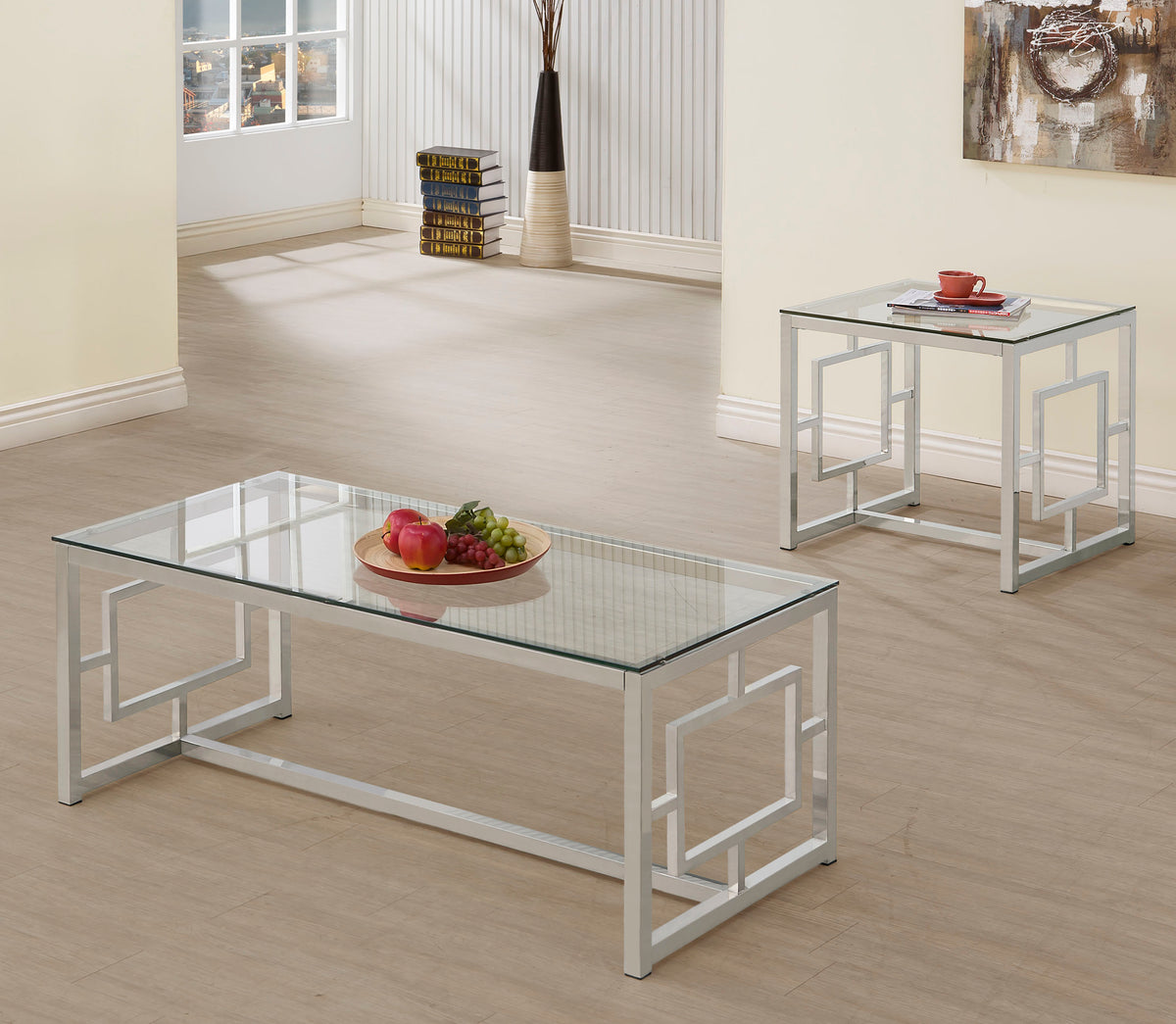 Best Furniture Outlet - Coaster - Merced 2-piece Rectangular Coffee and End Table Set Nickel - 703738-S2