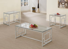 Best Furniture Outlet - Coaster - Merced 3-piece Rectangular Coffee and End Table Set Nickel - 703738-S3
