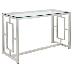 Best Furniture Outlet - Coaster - Merced Glass Top Metal Entryway Sofa Console Table Nickel - 703739