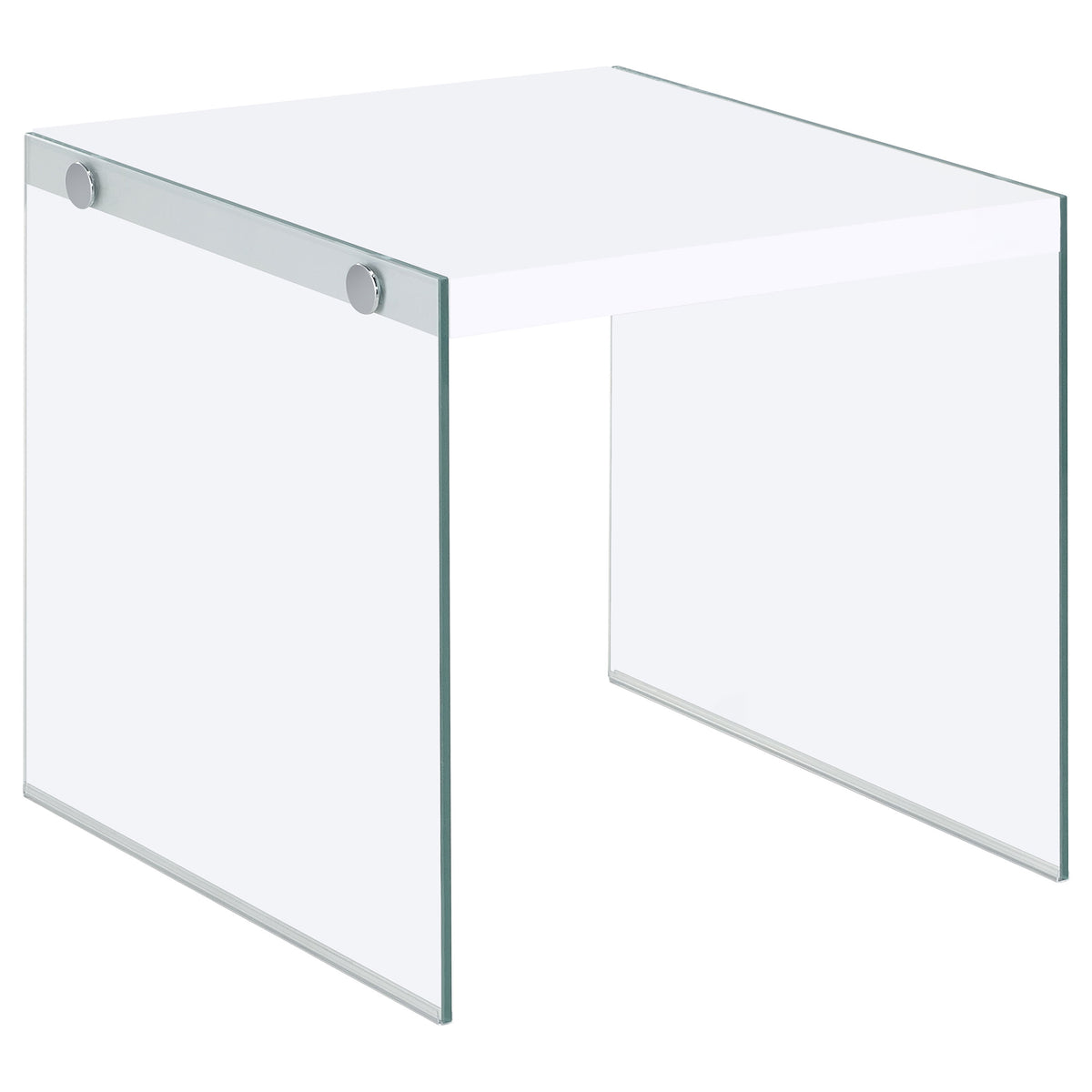 Best Furniture Outlet - Coaster - Opal Square Glass Frame Side End Table White High Gloss - 704147