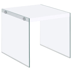 Best Furniture Outlet - Coaster - Opal Square Glass Frame Side End Table White High Gloss - 704147