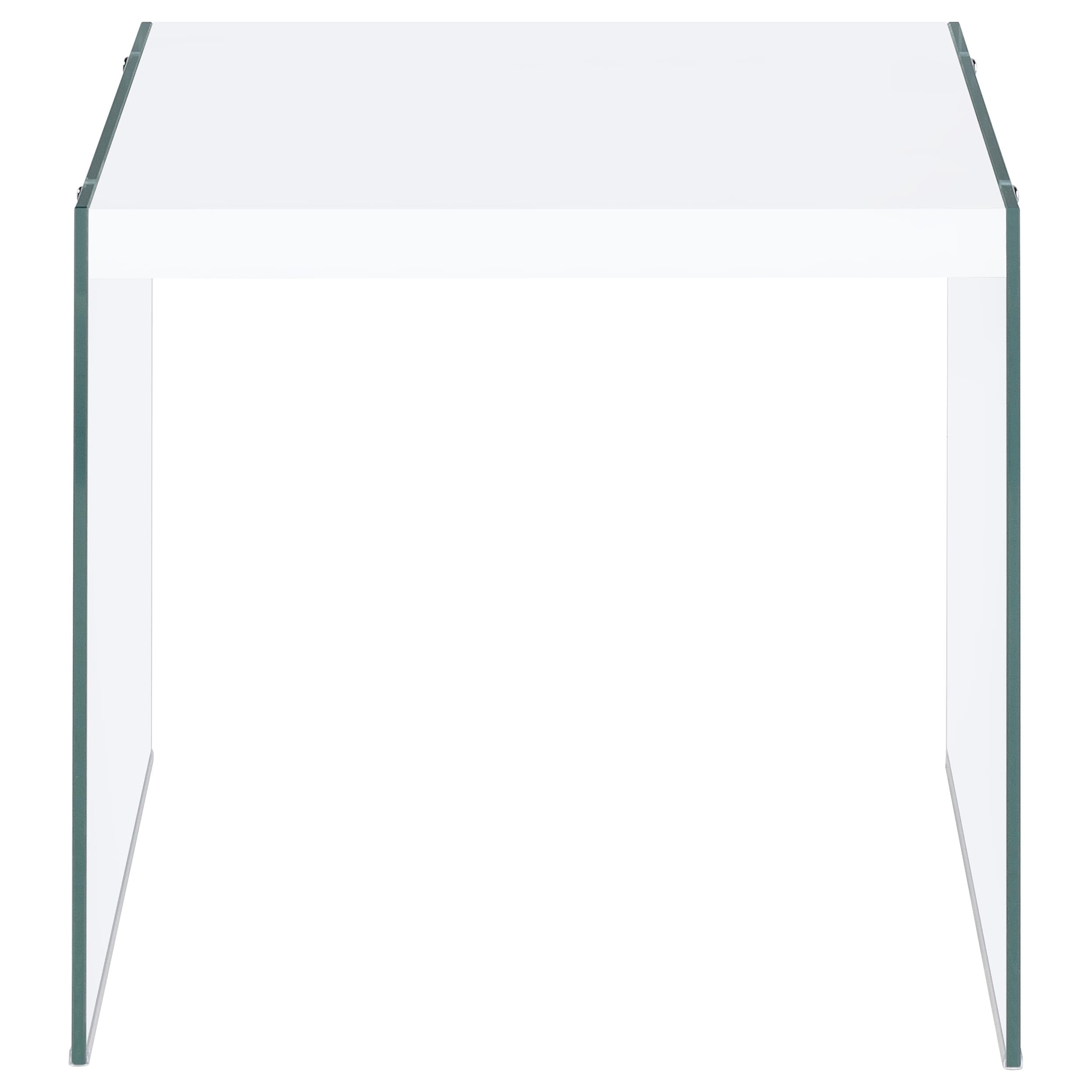 Opal 2-piece Coffee and End Table Set White High Gloss