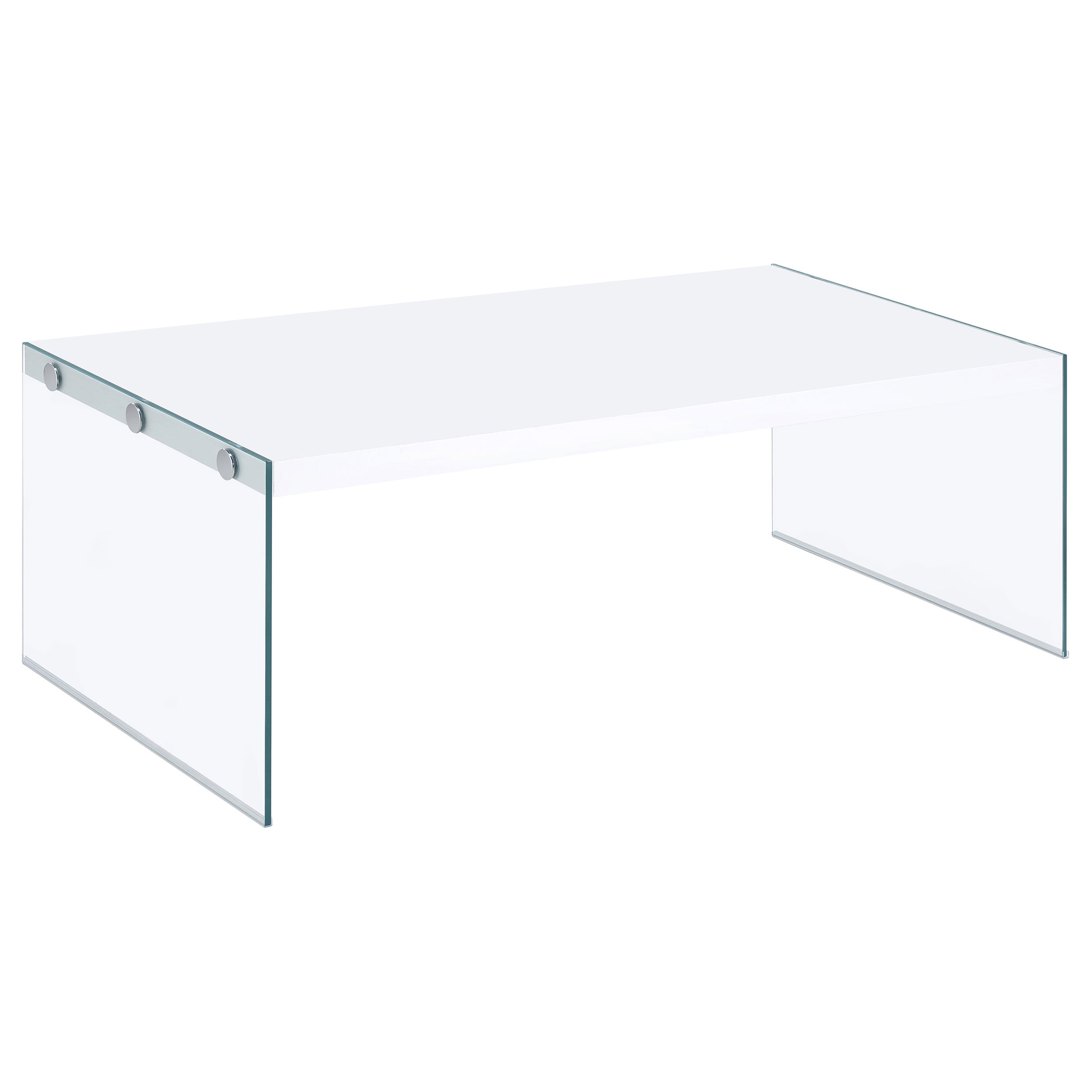 Best Furniture Outlet - Coaster - Opal Rectangular Glass Frame Coffee Table White High Gloss - 704148