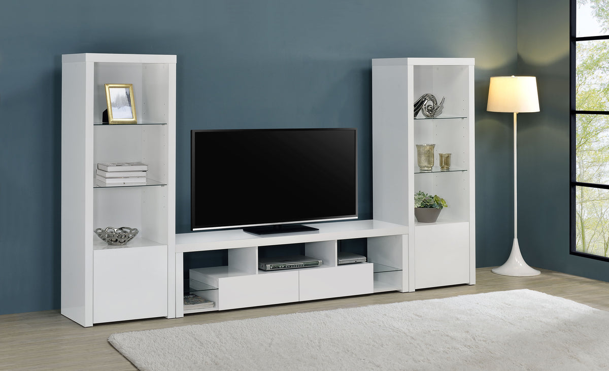 Best Furniture Outlet - Coaster - Jude 3-piece 71-inch TV Entertainment Center White High Gloss - 704251-SET