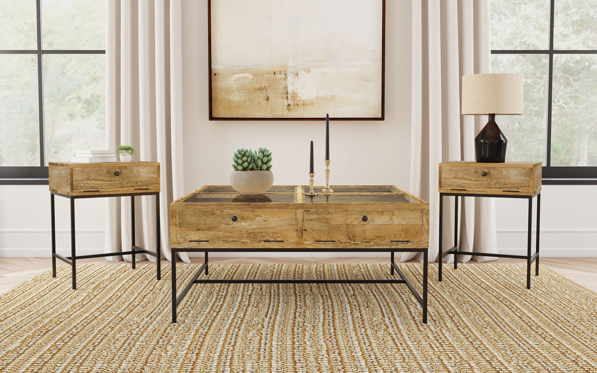 Best Furniture Outlet - Coaster - Stephie 3-piece Square Coffee and End Table Set Honey Brown - 704698-S3