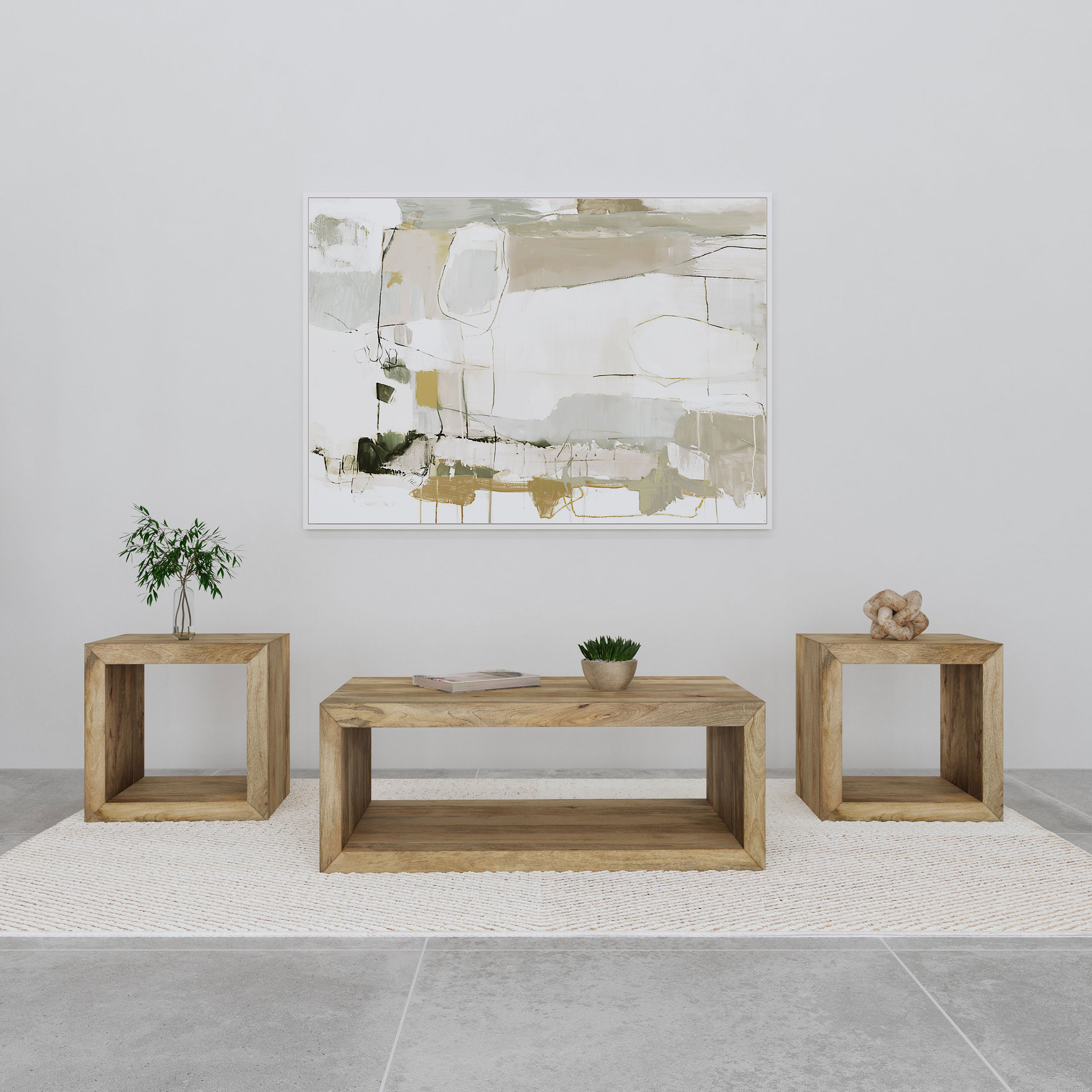 Best Furniture Outlet - Coaster - Benton 3-piece Solid Mango Coffee and End Table Set Natural - 704838-S3