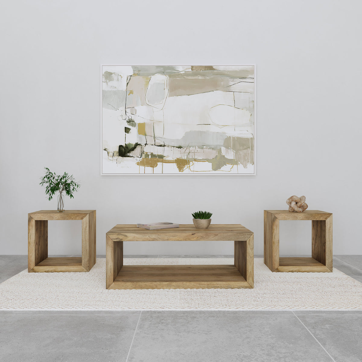 Best Furniture Outlet - Coaster - Benton 3-piece Solid Mango Coffee and End Table Set Natural - 704838-S3