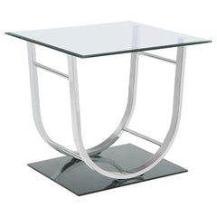 Best Furniture Outlet - Coaster - Danville Square U-Shaped Glass Top Side End Table Chrome - 704987