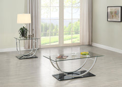 Best Furniture Outlet - Coaster - Danville 2-piece Glass Top Coffee and End Table Set Chrome - 704988-S2