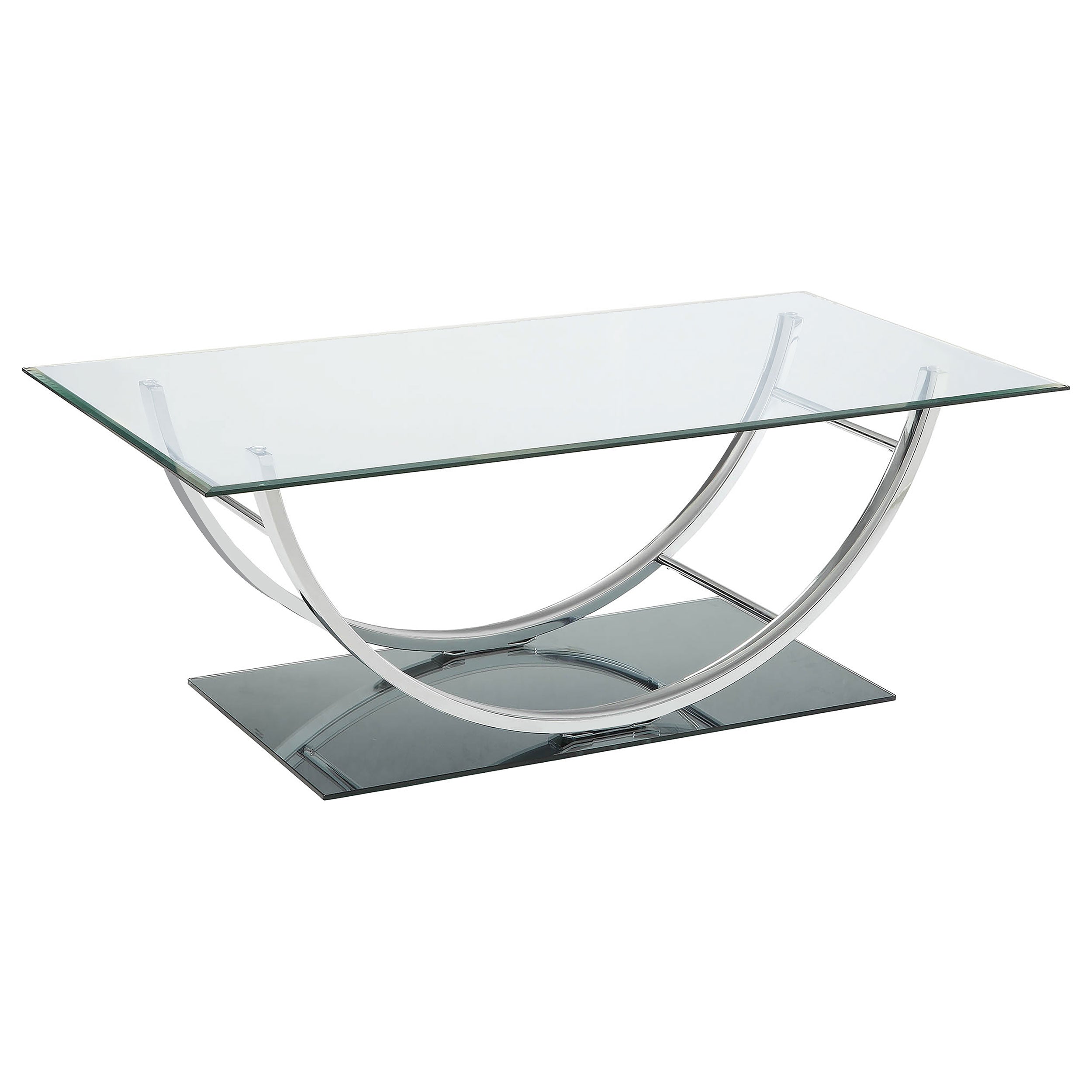 Best Furniture Outlet - Coaster - Danville Rectangular U-Shaped Glass Top Coffee Table Chrome - 704988