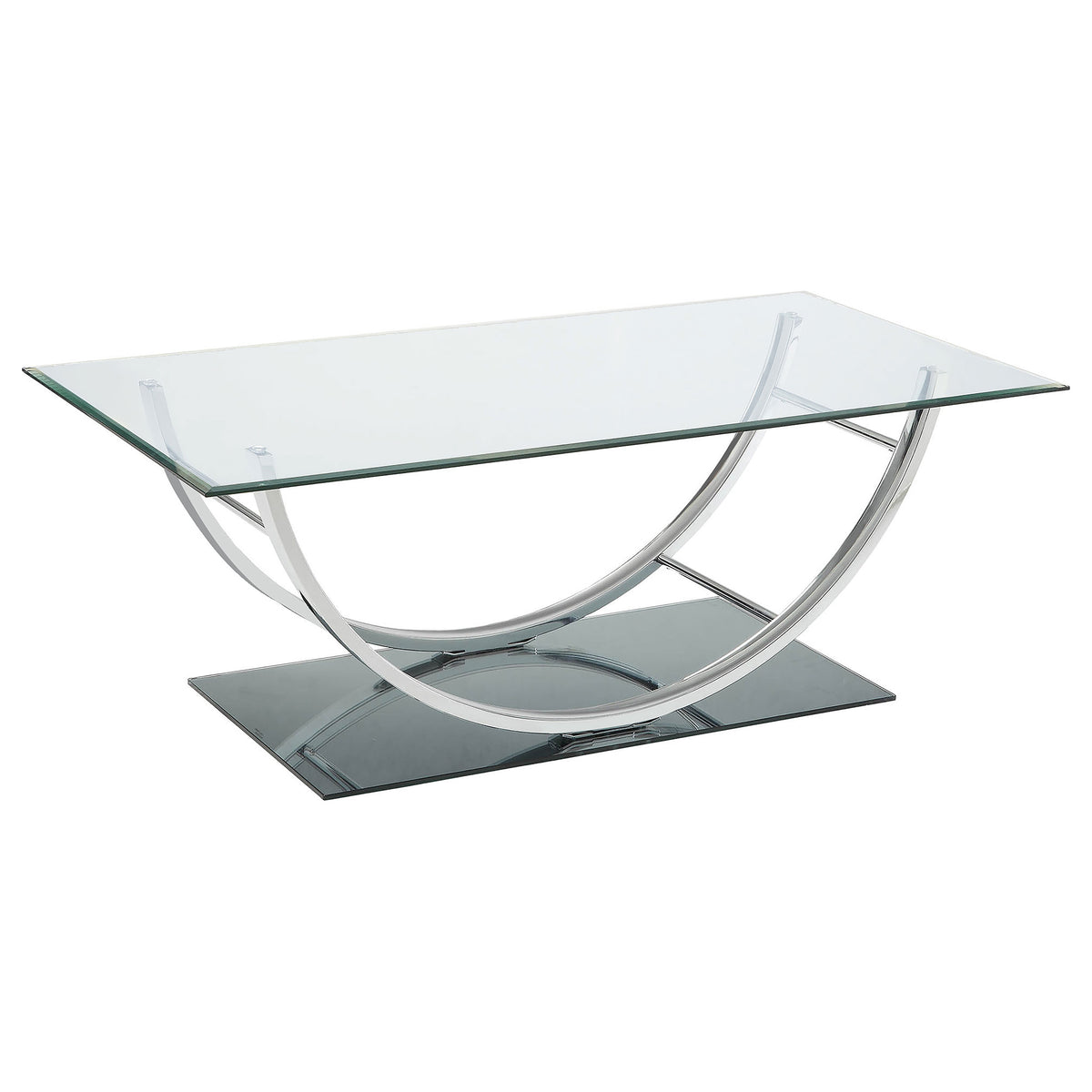 Best Furniture Outlet - Coaster - Danville Rectangular U-Shaped Glass Top Coffee Table Chrome - 704988