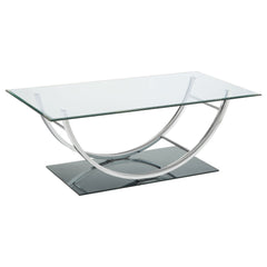Best Furniture Outlet - Coaster - Danville Rectangular U-Shaped Glass Top Coffee Table Chrome - 704988
