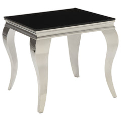 Best Furniture Outlet - Coaster - Carone Square Glass Top End Side Table Black and Chrome - 705017