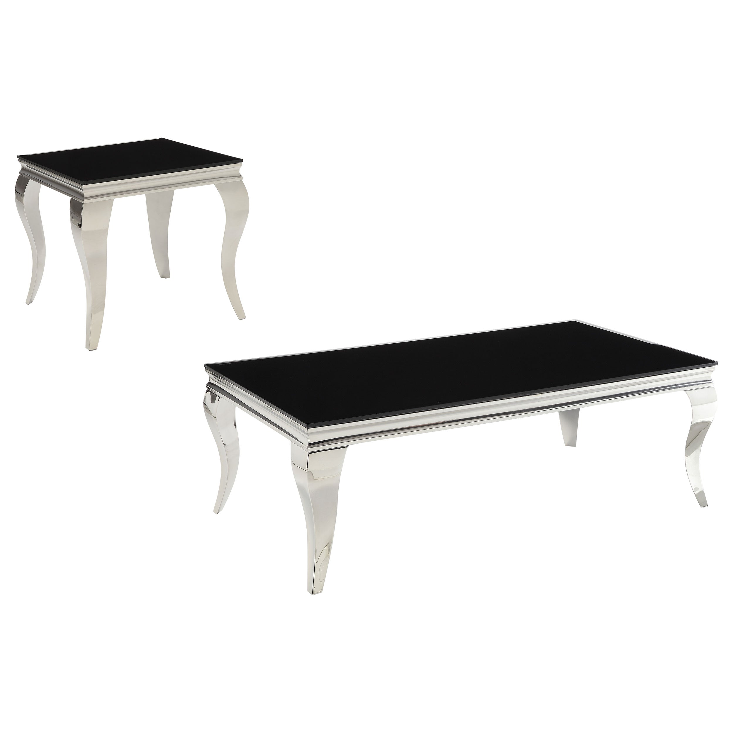 Best Furniture Outlet - Coaster - Carone 2-piece Glass Top Coffee and End Table Set Black - 705018-S2