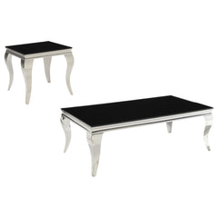 Best Furniture Outlet - Coaster - Carone 2-piece Glass Top Coffee and End Table Set Black - 705018-S2