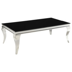Best Furniture Outlet - Coaster - Carone Rectangular Glass Top Coffee Table Black and Chrome - 705018