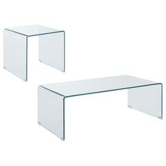 Ripley 2-piece Bent Glass Coffee and End Table Set Clear