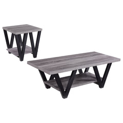 Stevens 2-piece Rectangular Coffee and End Table Set Grey