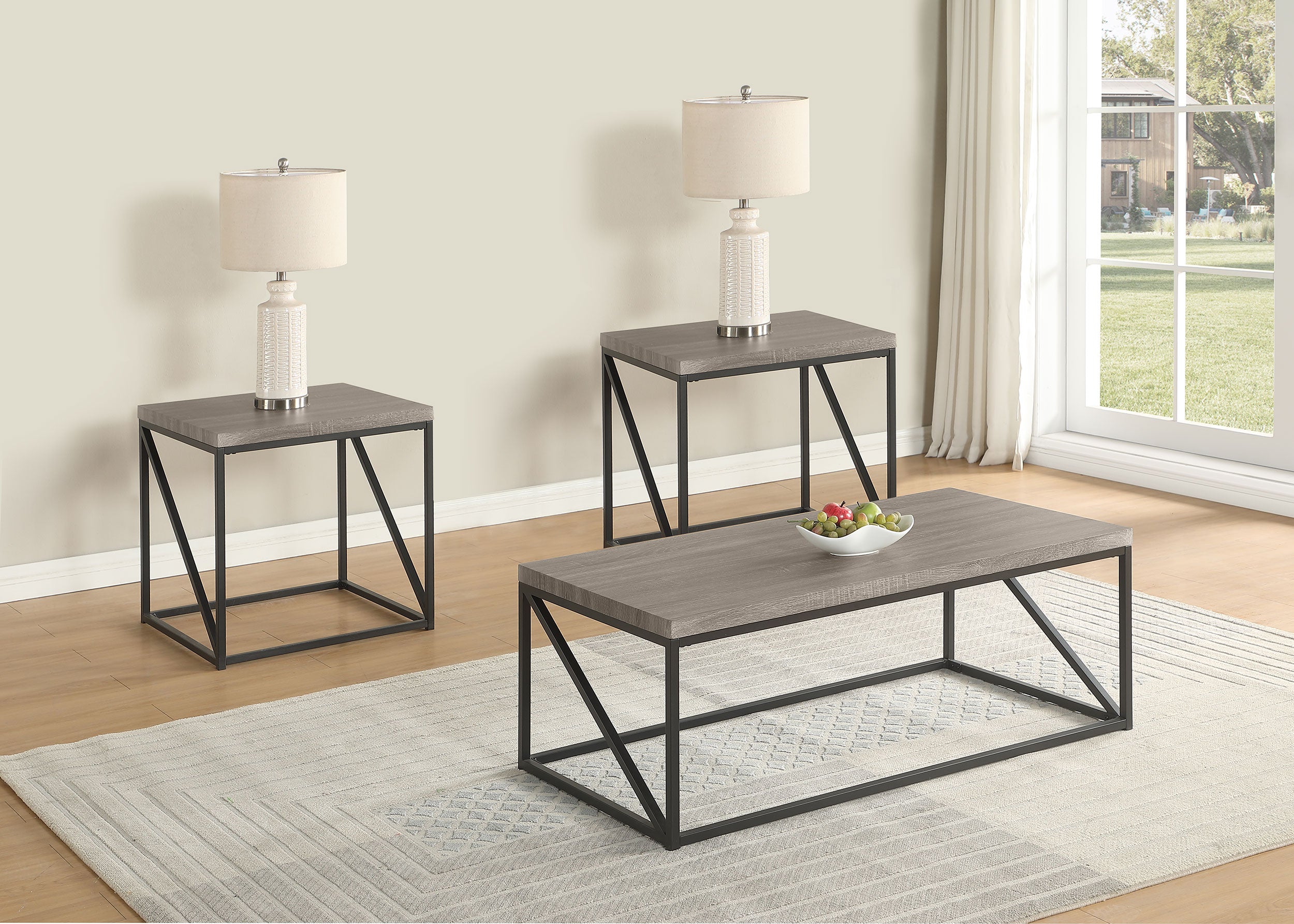 Best Furniture Outlet - Coaster - Birdie 3-piece Coffee and End Table Set Sonoma Grey - 705618-S3