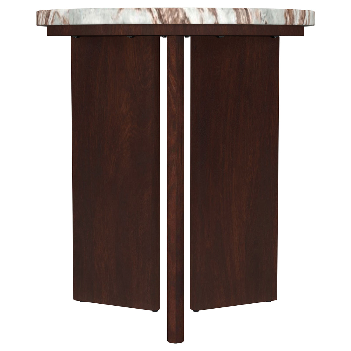 Best Furniture Outlet - Coaster - Jenna Round Marble Top Mango Wood Side End Table Brown - 706167