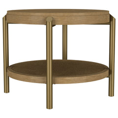 Best Furniture Outlet - Coaster - Arini Round End Side Table With Storage Shelf Sand Wash - 706187
