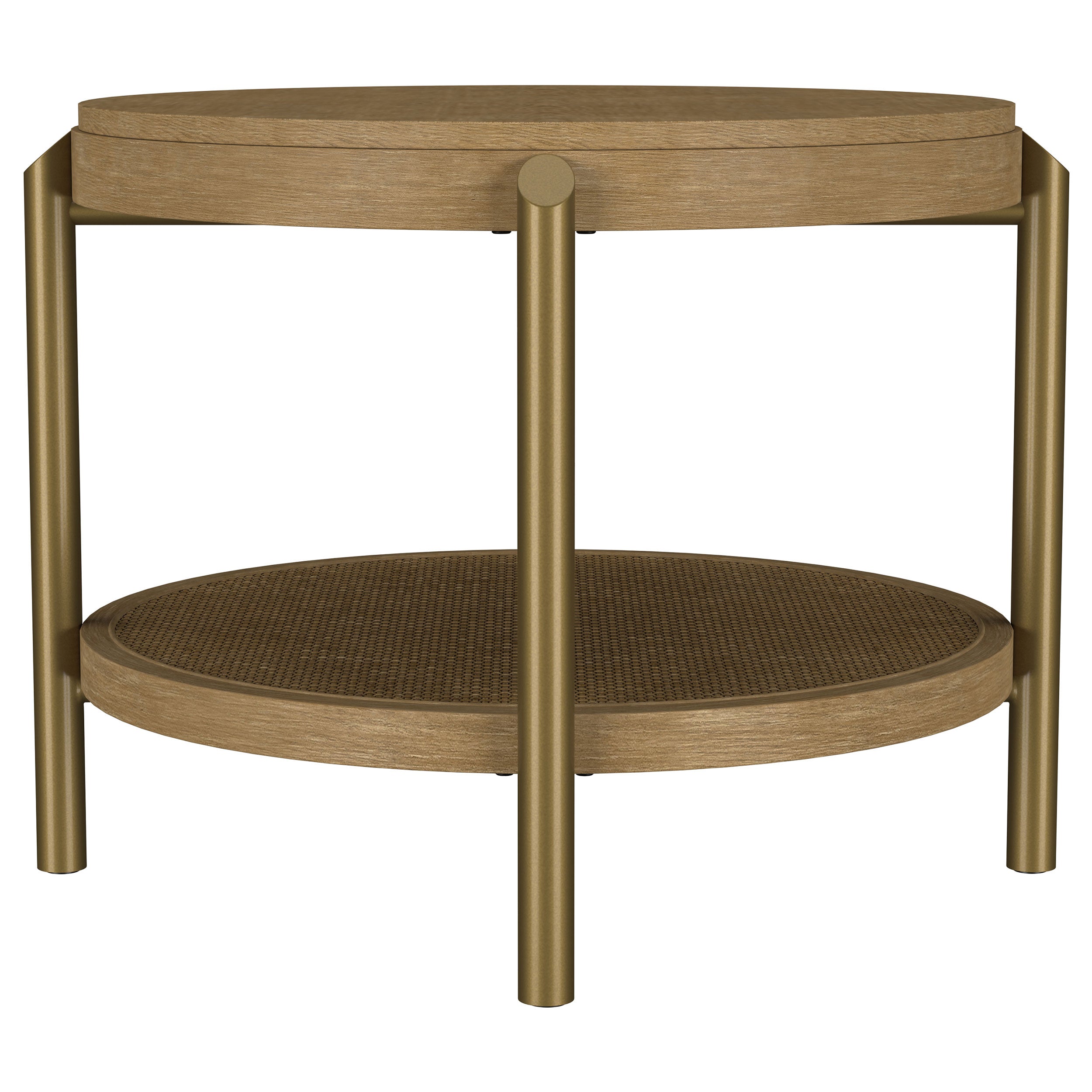 Arini Round End Side Table With Storage Shelf Sand Wash