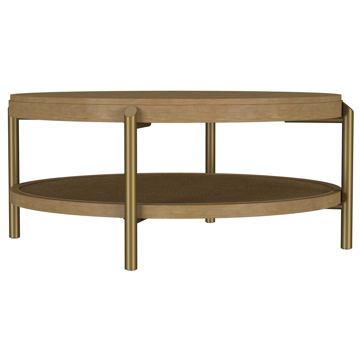 Best Furniture Outlet - Coaster - Arini Round Coffee Table With Storage Shelf Sand Wash - 706188